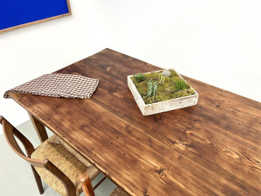 Très grande table de ferme en pin massif, années 50, vue 30