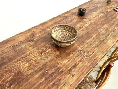 Très grande table de ferme en pin massif, années 50, vue 32