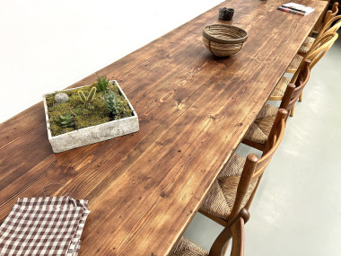 Très grande table de ferme en pin massif, années 50, vue 33
