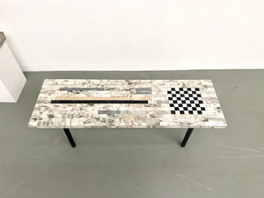 Table basse DLG Guy Resse en marqueterie de marbre, vue 4