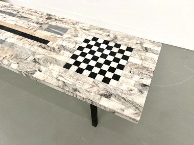 Table basse DLG Guy Resse en marqueterie de marbre, vue 5