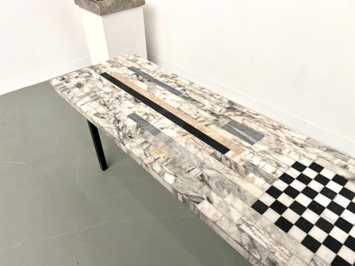 Table basse DLG Guy Resse en marqueterie de marbre, vue 6