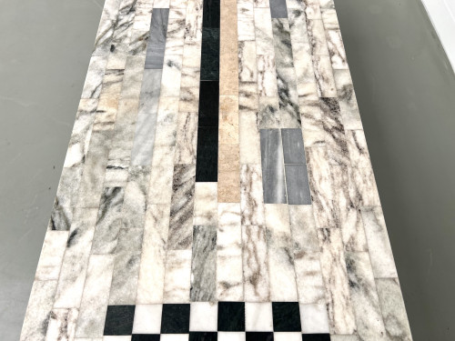 Table basse DLG Guy Resse en marqueterie de marbre, vue 8