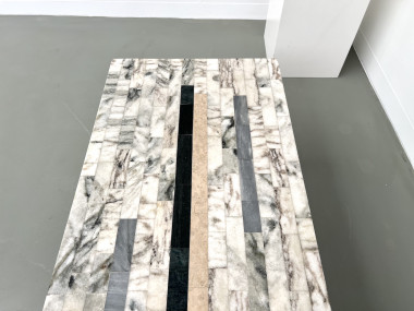 Table basse DLG Guy Resse en marqueterie de marbre, vue 9