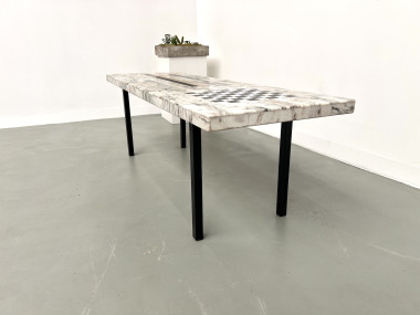 Table basse DLG Guy Resse en marqueterie de marbre, vue 10
