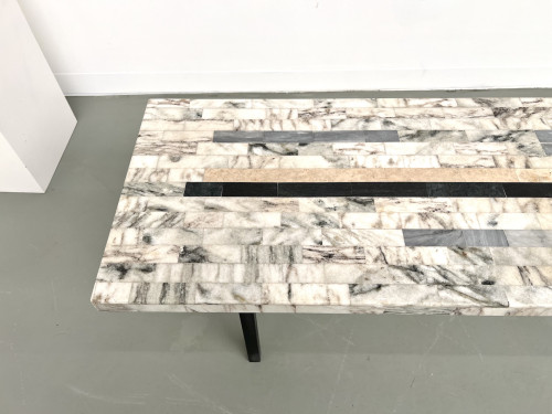 Table basse DLG Guy Resse en marqueterie de marbre, vue 13