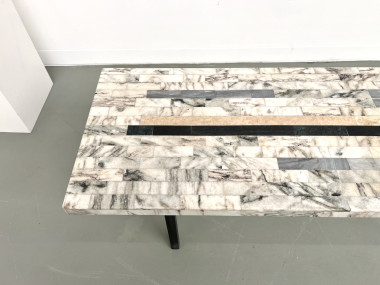 Table basse DLG Guy Resse en marqueterie de marbre, vue 13