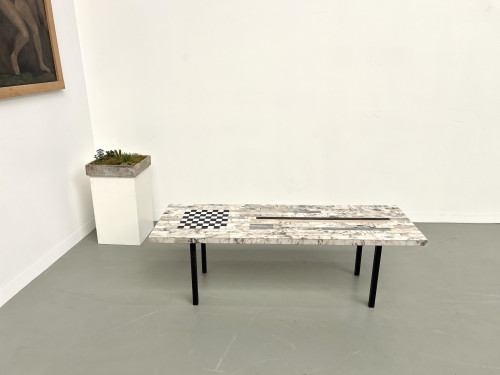 Table basse DLG Guy Resse en marqueterie de marbre, vue 17