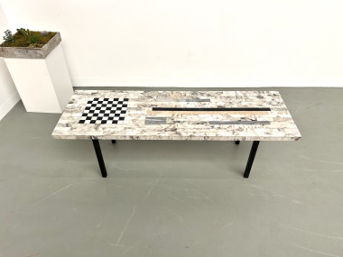 Table basse DLG Guy Resse en marqueterie de marbre, vue 18