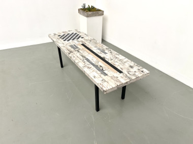 Table basse DLG Guy Resse en marqueterie de marbre, vue 21