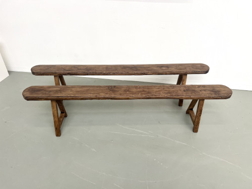 Paire de bancs en chêne massif, 1900, vue 17