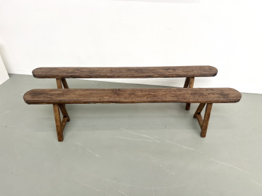 Paire de bancs en chêne massif, 1900, vue 17