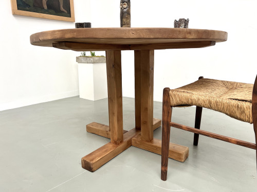 Table en pin ronde "Les Arcs - 1970", vue 5