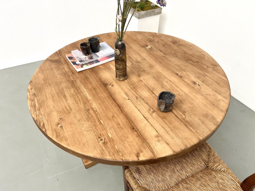 Table en pin ronde "Les Arcs - 1970", vue 6