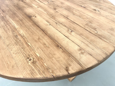 Table en pin ronde "Les Arcs - 1970", vue 12