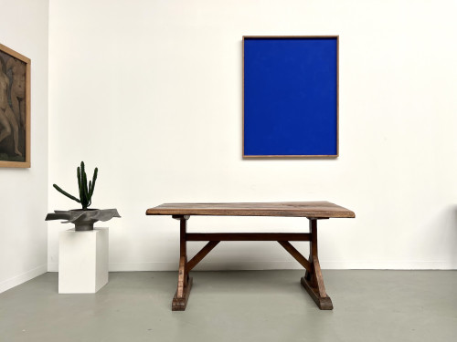 Table brutaliste en chêne du XIXème, vue 1