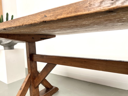 Table brutaliste en chêne du XIXème, vue 8