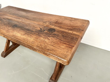 Table brutaliste en chêne du XIXème, vue 9