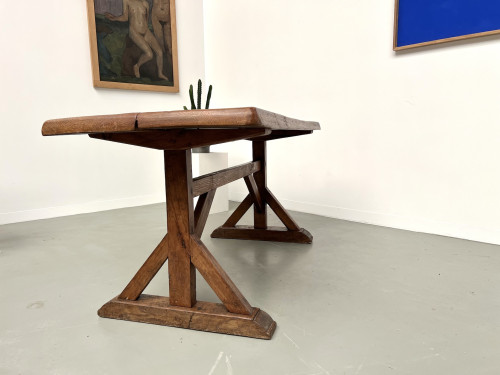 Table brutaliste en chêne du XIXème, vue 18