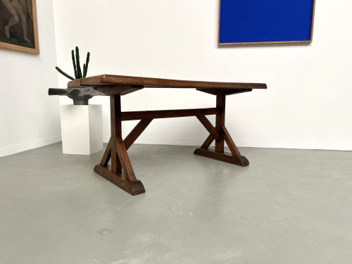 Table brutaliste en chêne du XIXème, vue 20