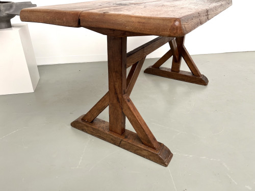 Table brutaliste en chêne du XIXème, vue 21