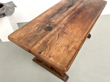 Table brutaliste en chêne du XIXème, vue 23
