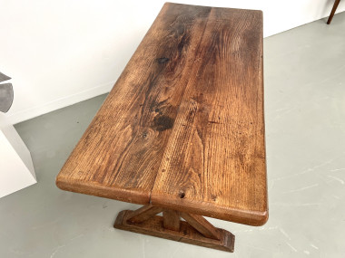 Table brutaliste en chêne du XIXème, vue 24