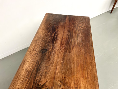 Table brutaliste en chêne du XIXème, vue 25