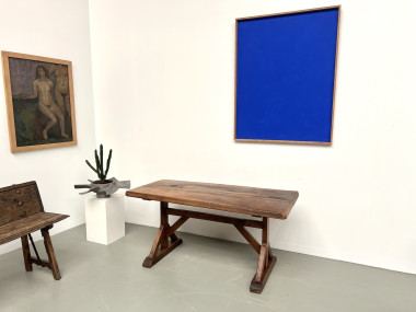 Table brutaliste en chêne du XIXème, vue 26
