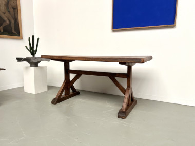 Table brutaliste en chêne du XIXème, vue 28