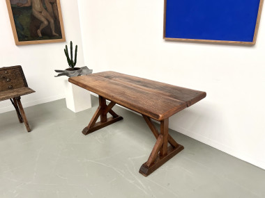 Table brutaliste en chêne du XIXème, vue 29