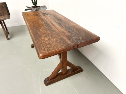 Table brutaliste en chêne du XIXème, vue 30