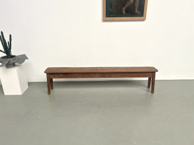 Banc de ferme en pin des années 50, vue 2