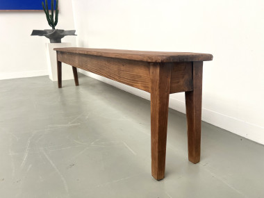 Banc de ferme en pin des années 50, vue 6