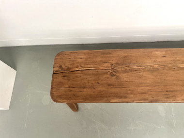 Banc de ferme en pin des années 50, vue 10