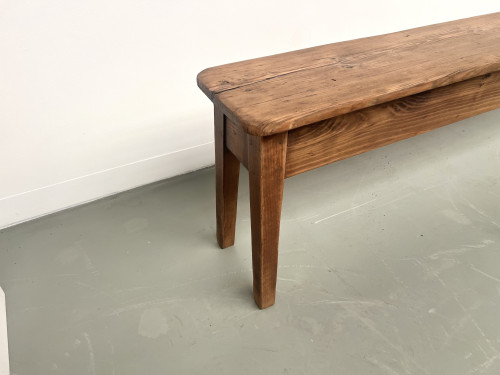 Banc de ferme en pin des années 50, vue 11