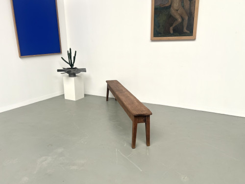 Banc de ferme en pin des années 50, vue 12