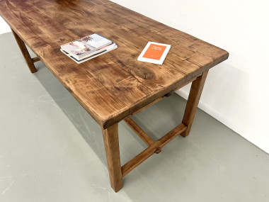 Table de ferme 1900 en merisier massif, vue 7