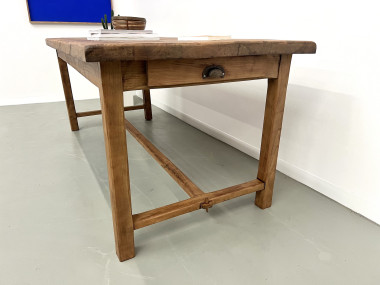 Table de ferme 1900 en merisier massif, vue 8
