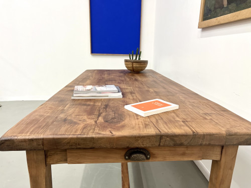 Table de ferme 1900 en merisier massif, vue 12