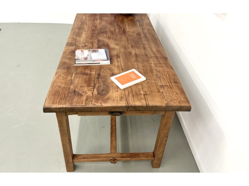 Table de ferme 1900 en merisier massif, vue 13
