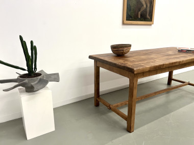 Table de ferme 1900 en merisier massif, vue 15