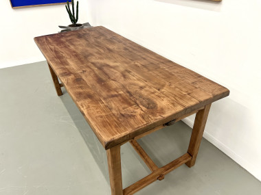 Table de ferme 1900 en merisier massif, vue 19