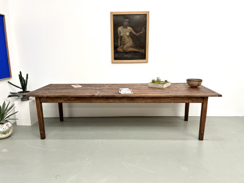 Grande table de ferme en pin des années 70, vue 3