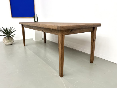 Table de ferme en chêne massif aux pieds fuseaux, vue 10