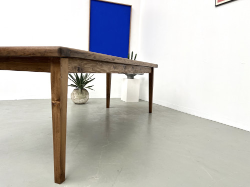 Table de ferme en chêne massif aux pieds fuseaux, vue 22
