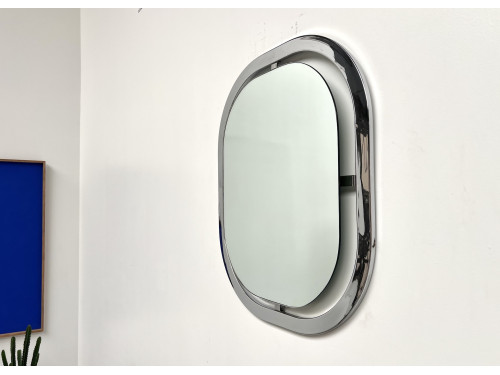 Miroir Bauhaus en acier chromé, vue 1