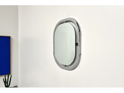 Miroir Bauhaus en acier chromé, vue 2