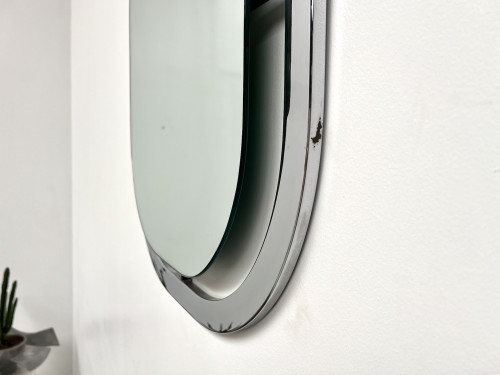 Miroir Bauhaus en acier chromé, vue 3
