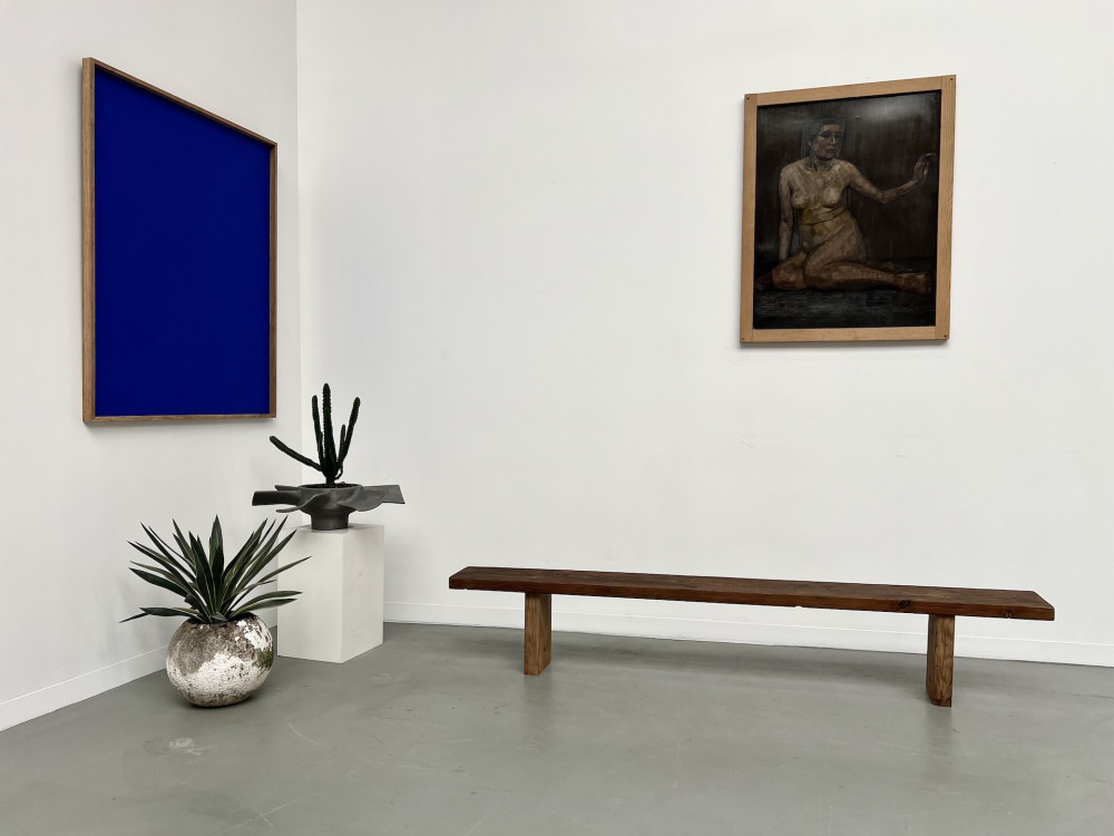 Banc moderniste en pin Circa 1950, vue 1